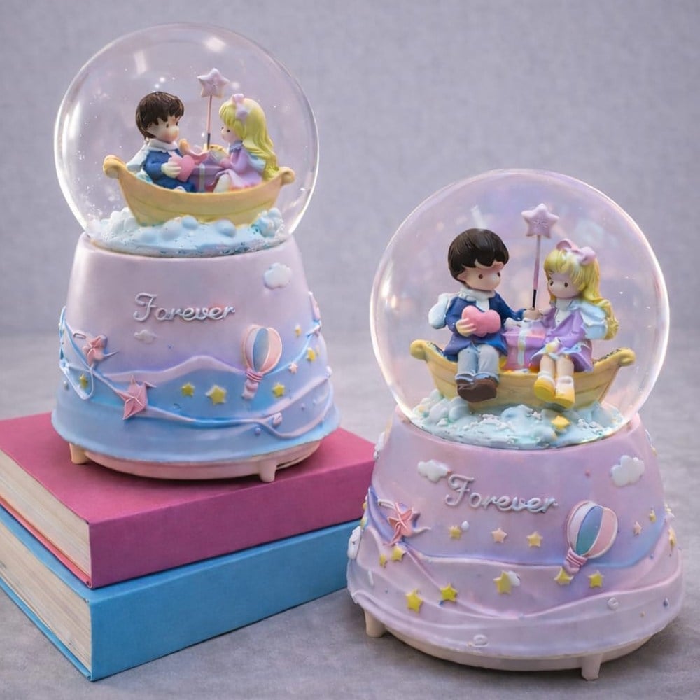 Forever Romantik Çift Figürlü Işıklı Otomatik Büyük Boy Kar Küresi