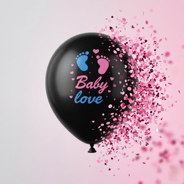 Pembe Konfetili Cinsiyet Balonu