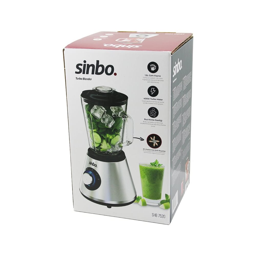 Sinbo Turbo Doğrayıcı Blender - Buz Kırıcı - 1.5 Litre Cam Hazne
