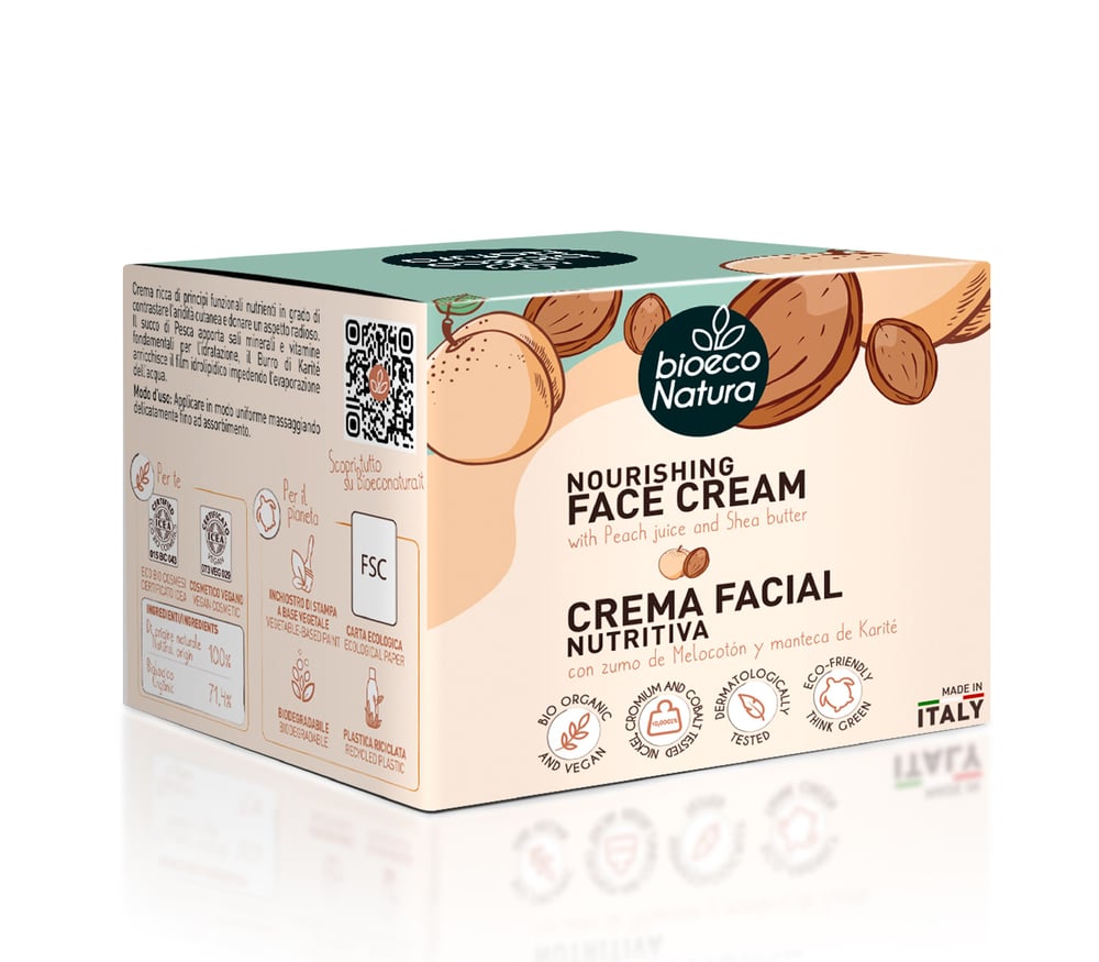 BioEco Natura Besleyici Yüz Kremi – Şeftali Suyu ve Shea Yağı İçerikli