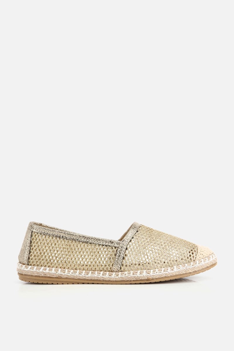 Kadın Gold Simli Fileli Espadril