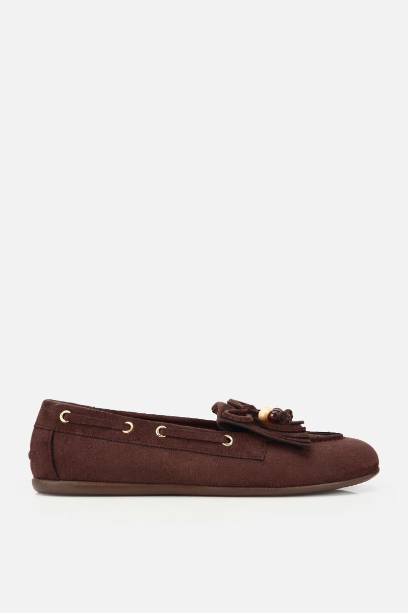 Kadın Kahverengi Süet Toka Detaylı Loafer