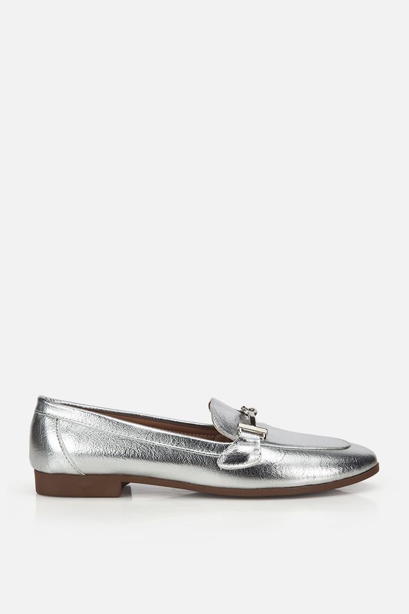 Kadın Lame Toka Detaylı Metalik  Loafer