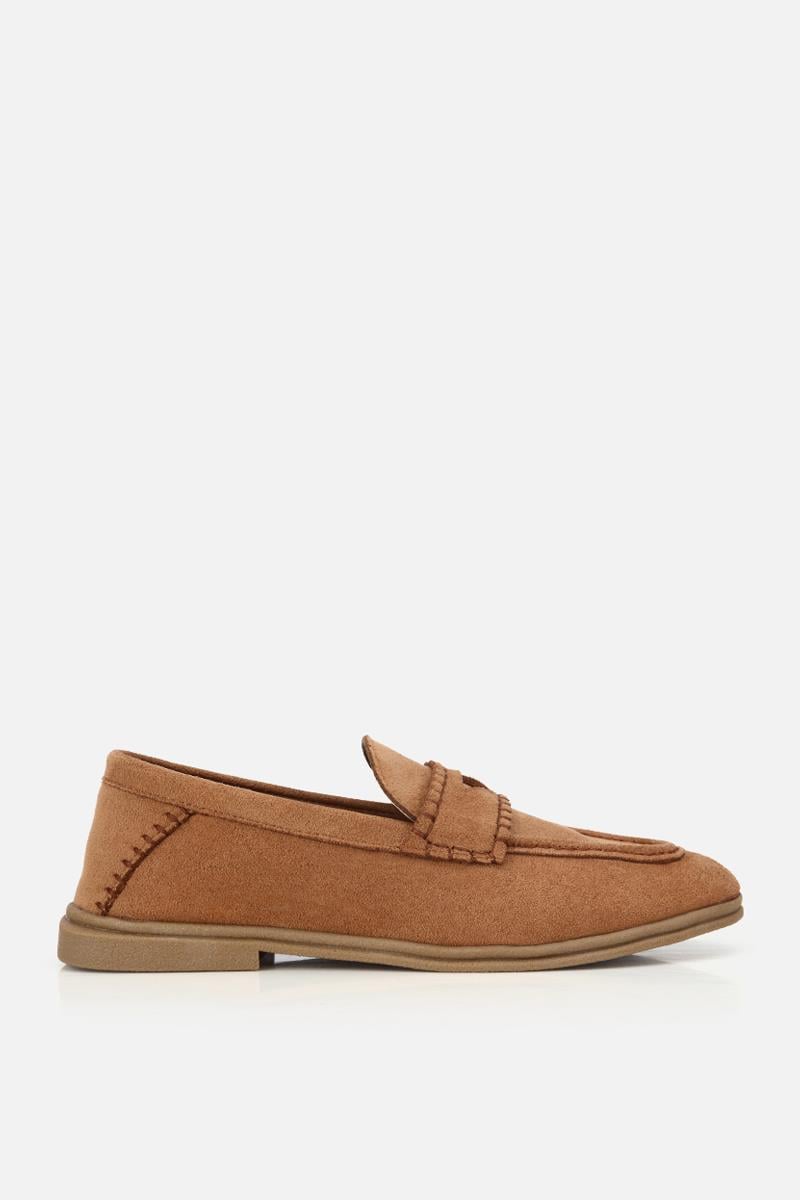 Kadın Taba Süet Dikiş Detaylı Günlük Loafer