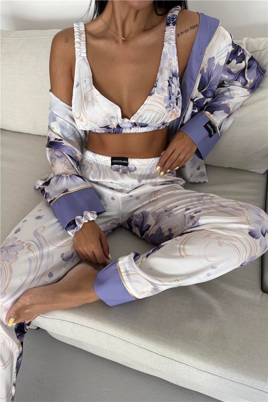 Corso D'acqua Saten Üçlü Pijama Takımı CDK23