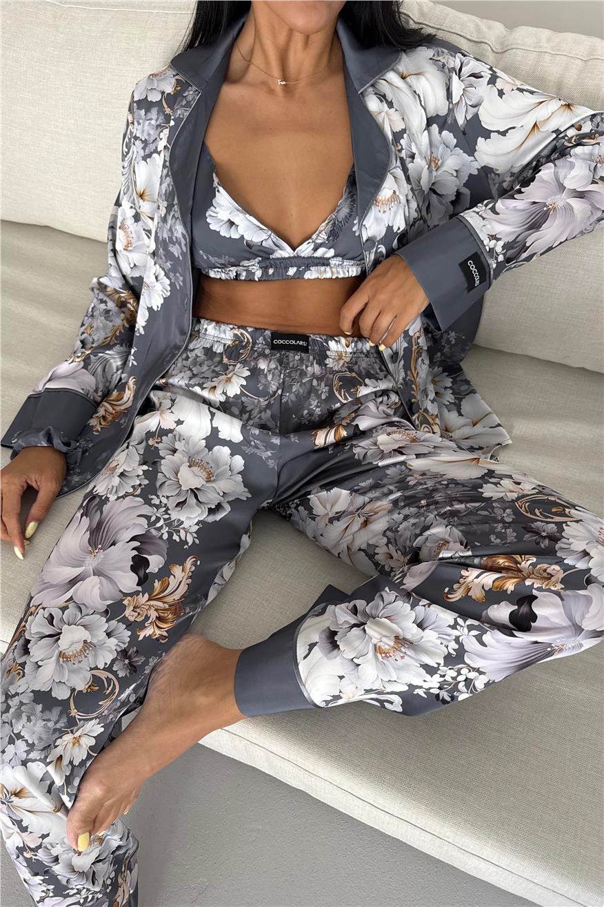 Corso D'acqua Saten Üçlü Pijama Takımı CDK21