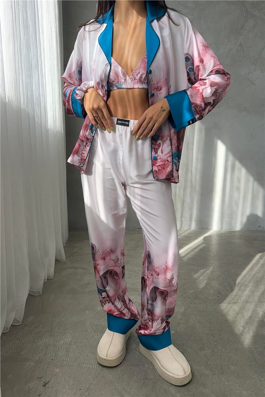 Corso D'acqua Saten Üçlü Pijama Takımı CDK05