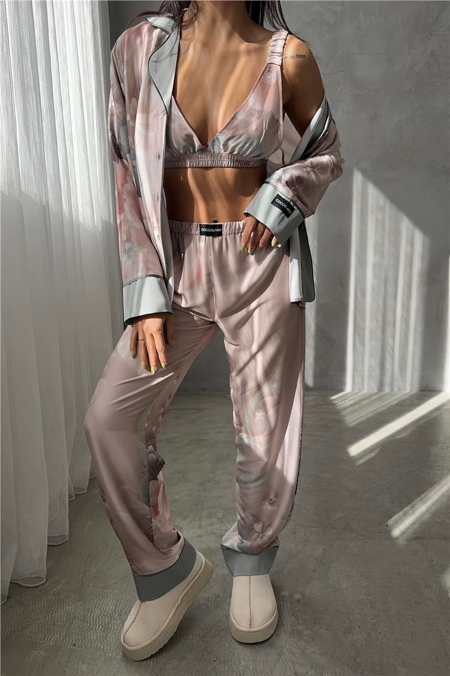 Corso D'acqua Saten Üçlü Pijama Takımı CDK17