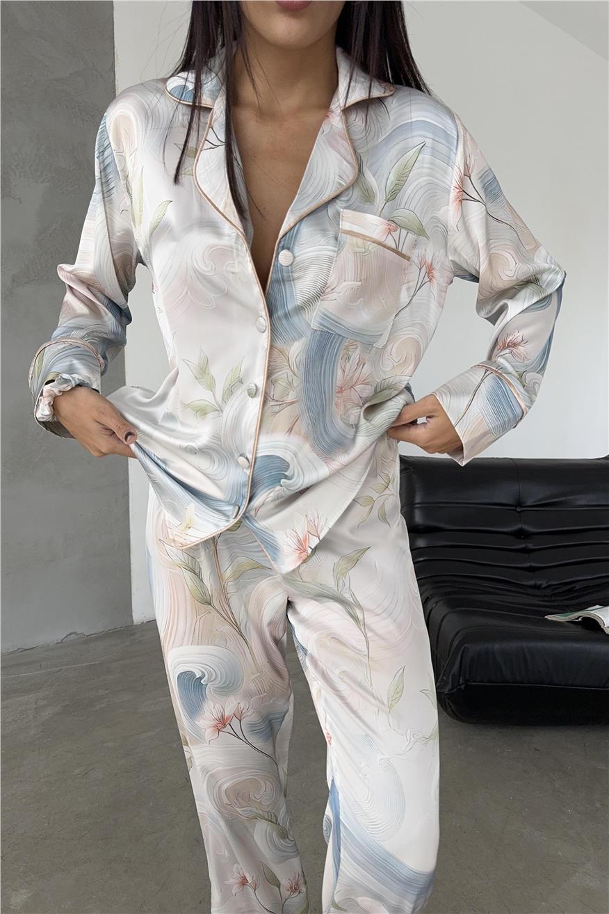 Eleganza Sogno Saten Uzun Pijama Takımı Ccr30