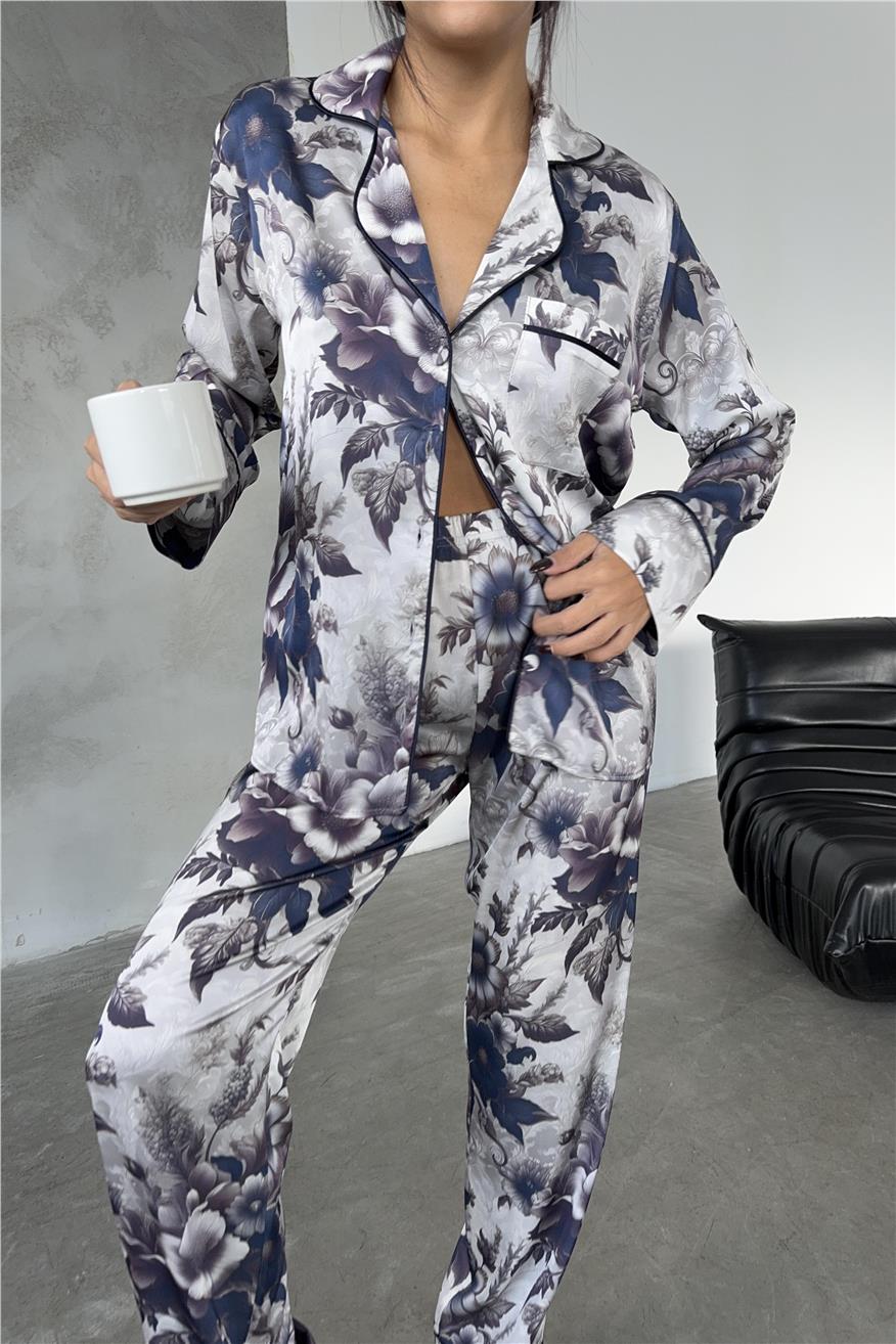 Eleganza Sogno Saten Uzun Pijama Takımı Ccr25
