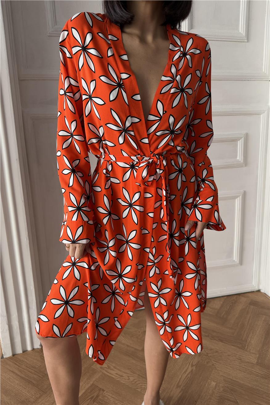 L'Innocenza Della Margherita Turuncu Viskon Kimono/Sabahlık