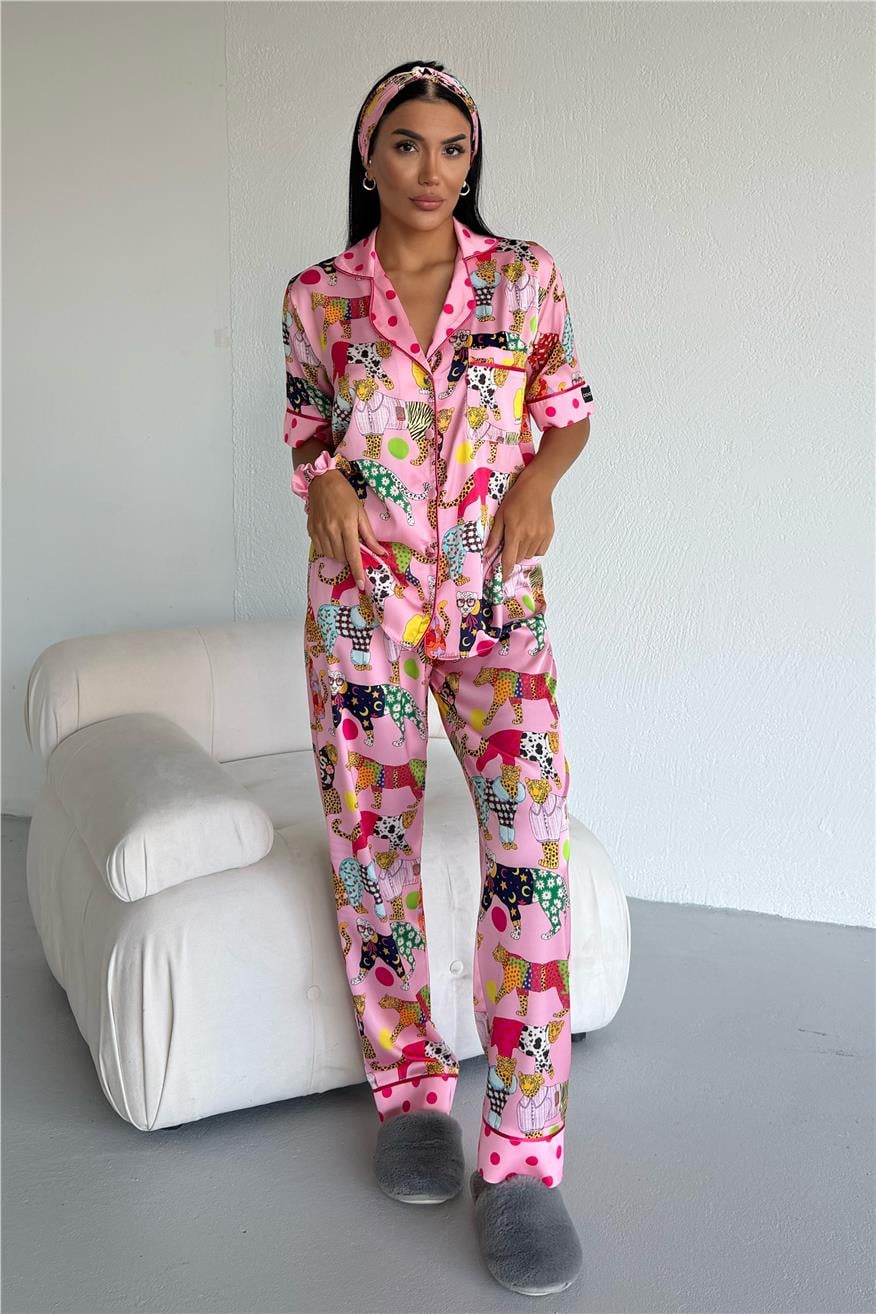 Mondo Allegro Saten Kısa Kol Pantolon Pijama Takımı MA5801