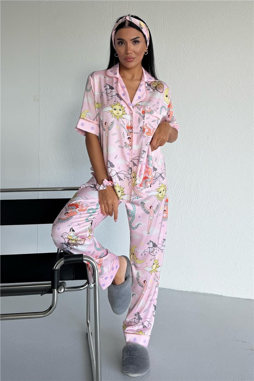 Mondo Allegro Saten Kısa Kol Pantolon Pijama Takımı MA5805