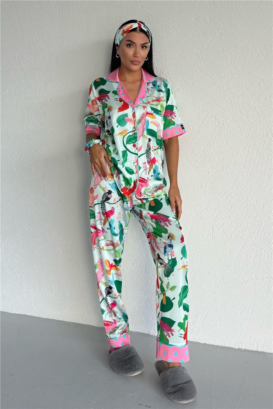 Mondo Allegro Saten Kısa Kol Pantolon Pijama Takımı MA5809