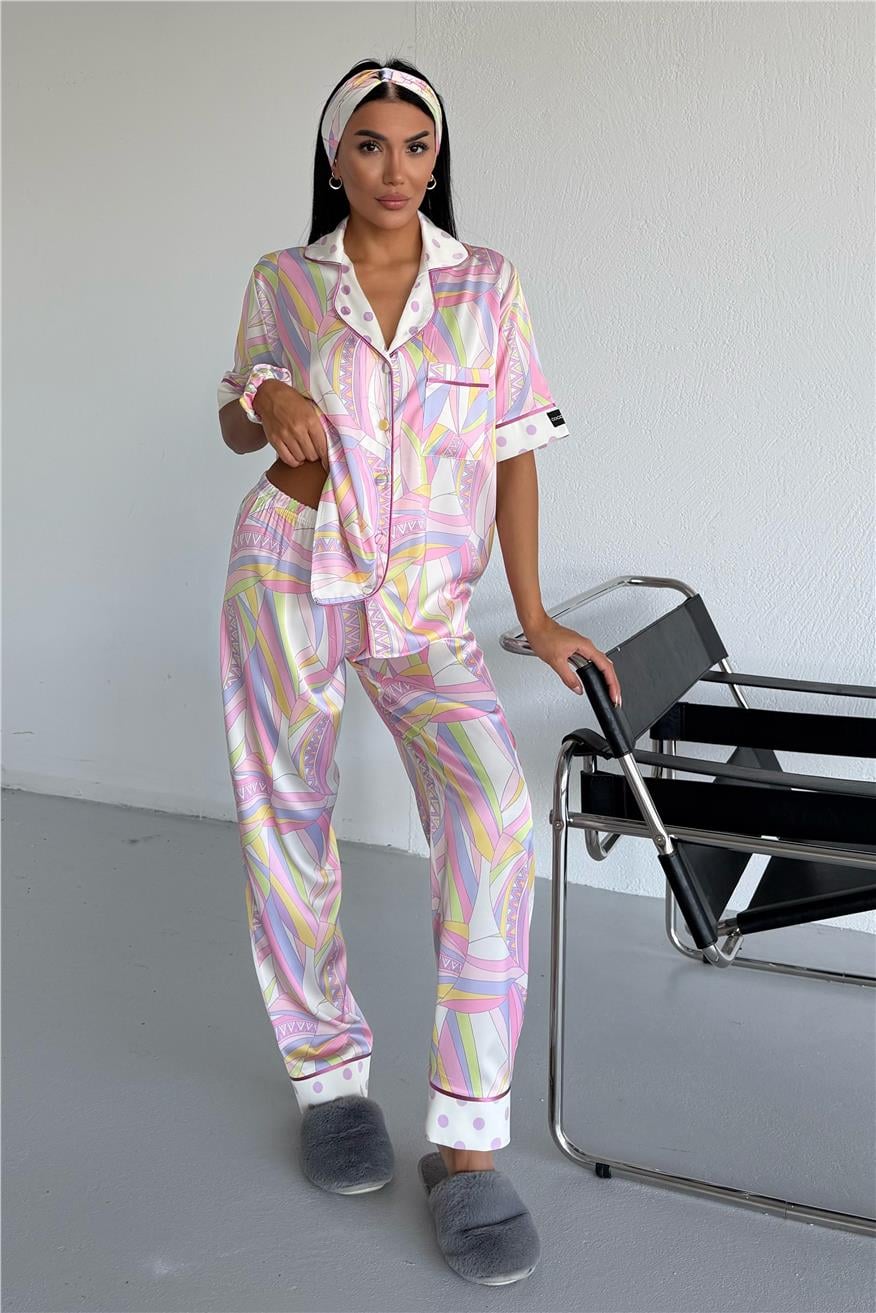 Mondo Allegro Saten Kısa Kol Pantolon Pijama Takımı MA5803