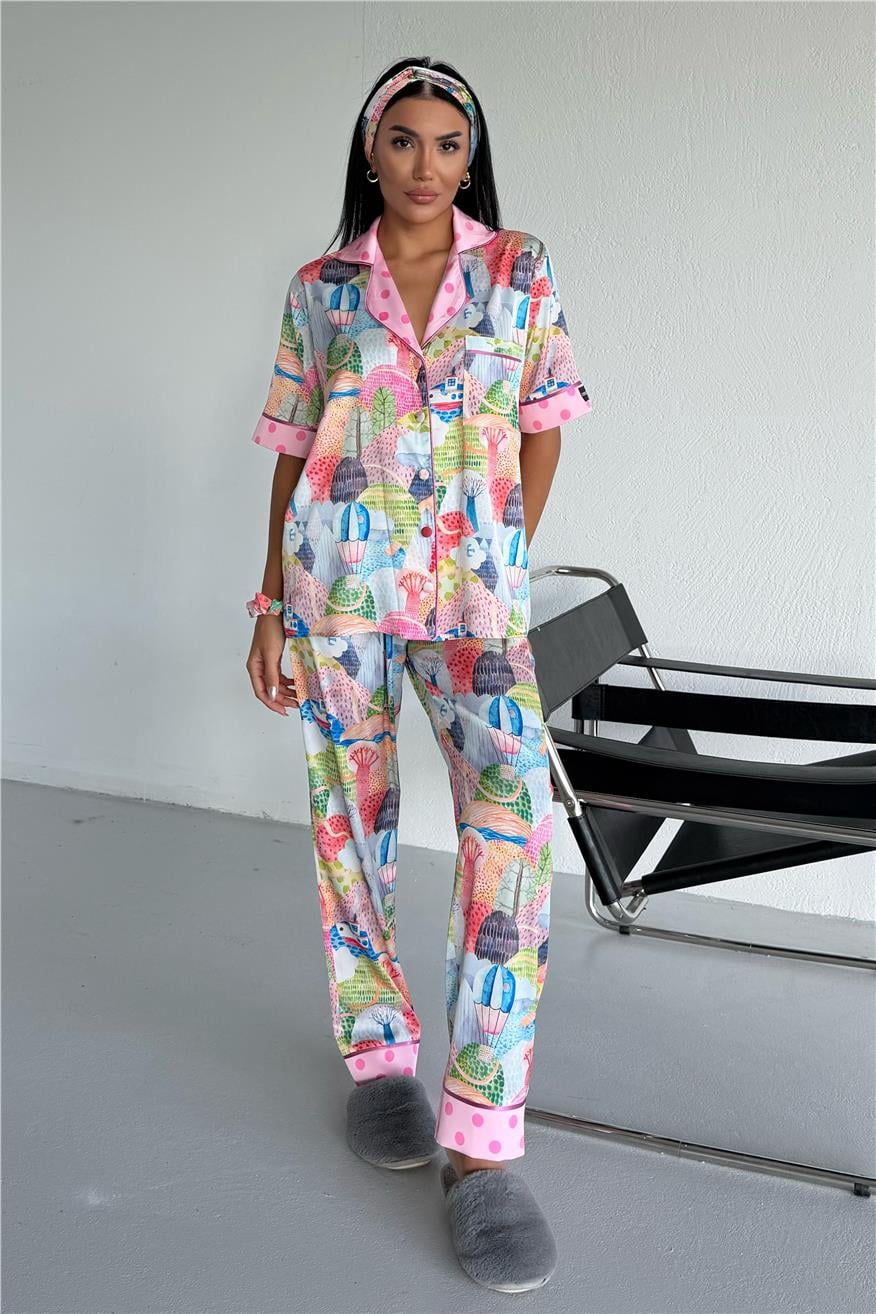 Mondo Allegro Saten Kısa Kol Pantolon Pijama Takımı MA5804