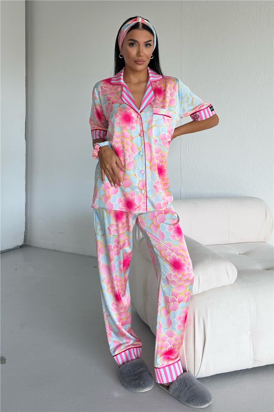 Mondo Allegro Saten Kısa Kol Pantolon Pijama Takımı MA5821