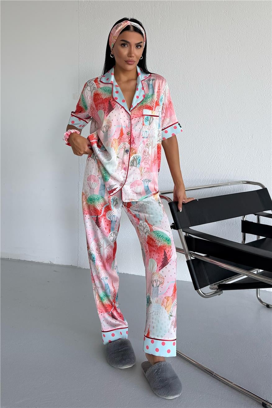Mondo Allegro Saten Kısa Kol Pantolon Pijama Takımı MA5802