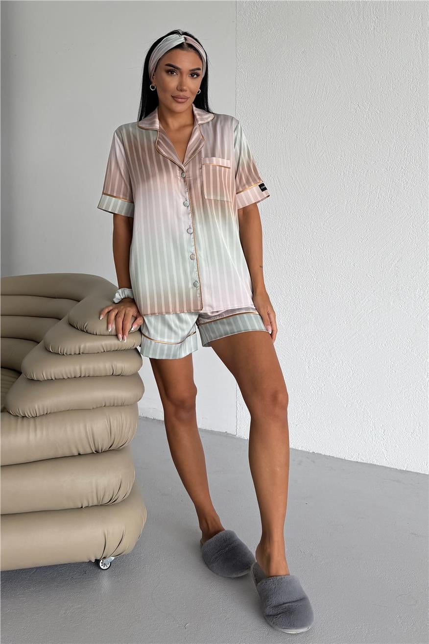 Sogni Lineari Saten Kısa Pijama Takımı LDN10