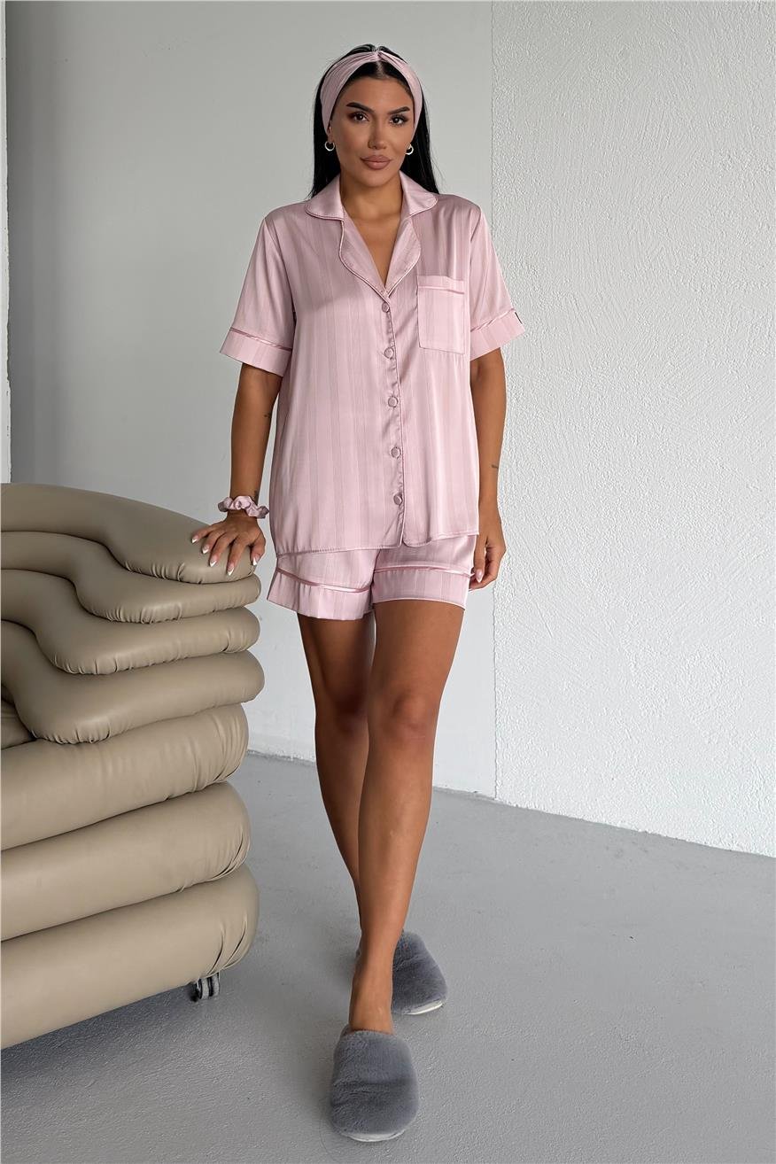 Sogni Lineari Saten Kısa Pijama Takımı LDN03