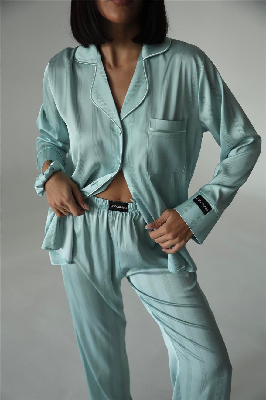Sogni Lineari Saten Uzun Pijama Takımı LDK04