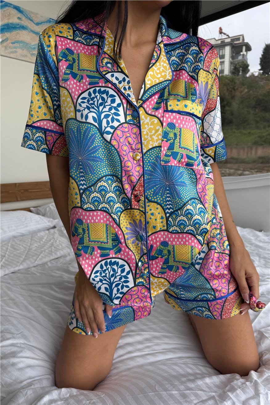 Stagione Estiva Saten Kısa Pijama Takımı CSE3004