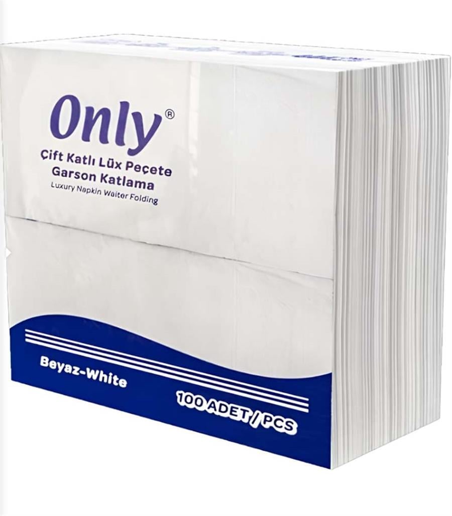 Only Garson Katlama 100lü 40x40 Kenar Bordürlü Çift Kat Peçete %100 Selüloz