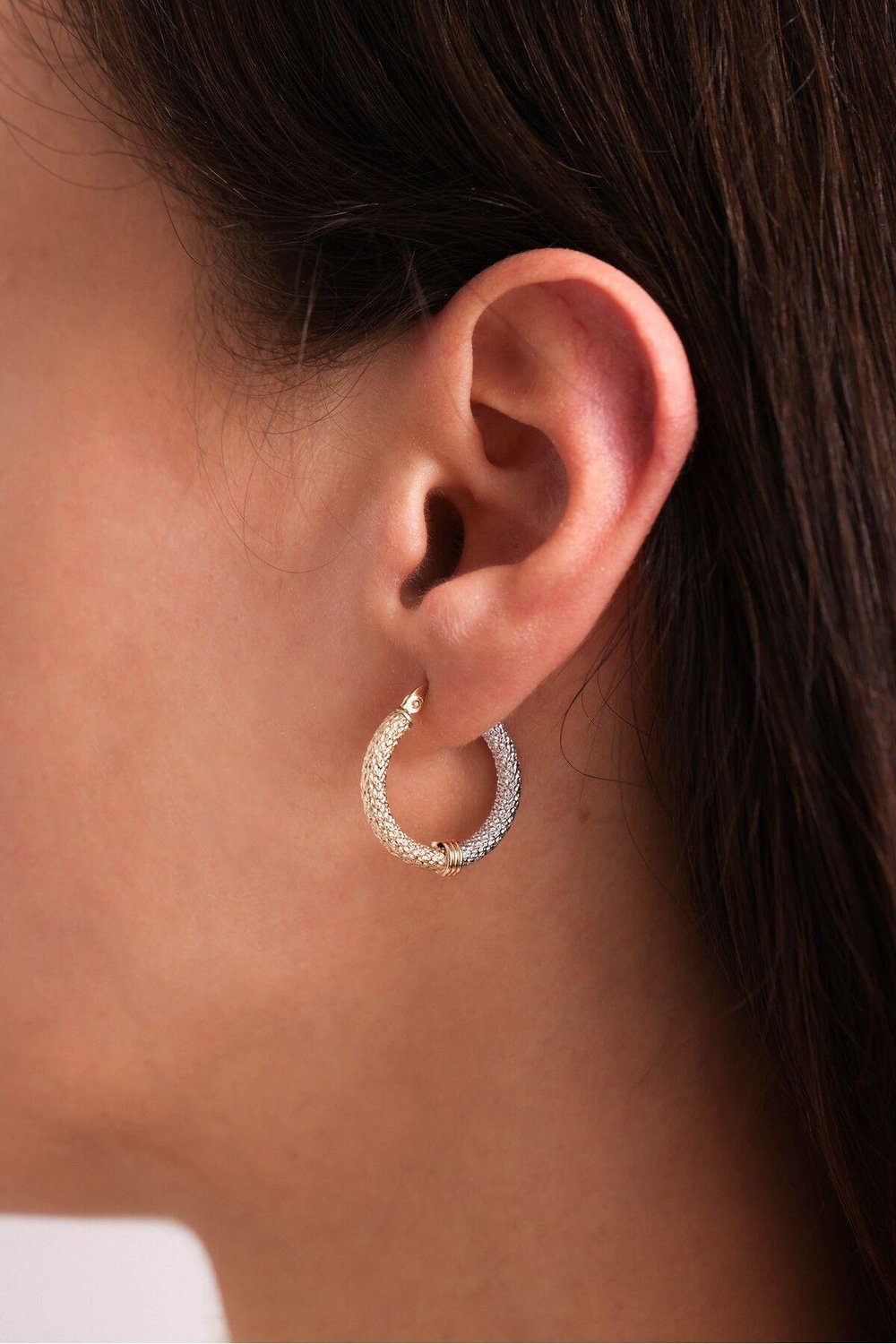 Çift Renk Desenli Halka Earring