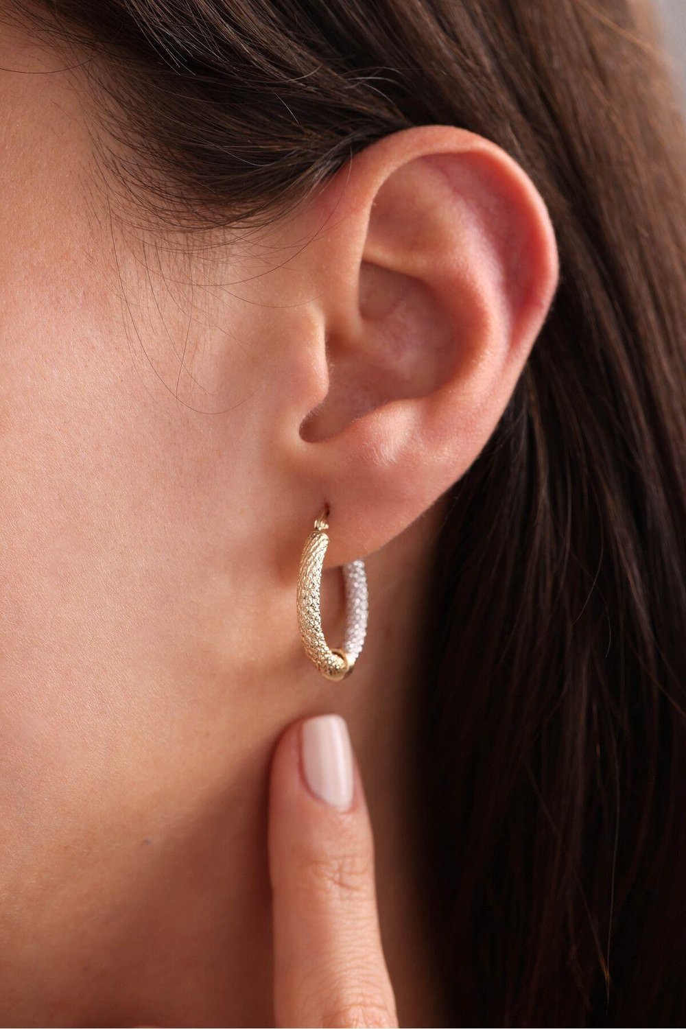 Çift Renk Desenli Halka Earring