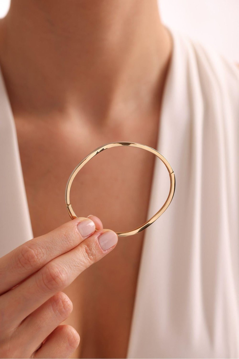 Dalga Model Beyaz Sedef Mineli Waand  Bangle