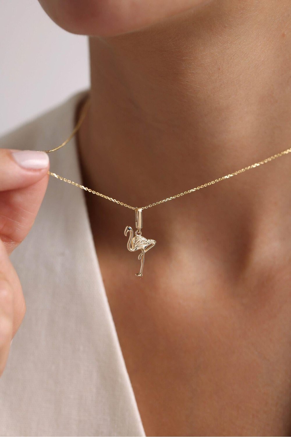 Flamingo Kilitli Charm Kolye
