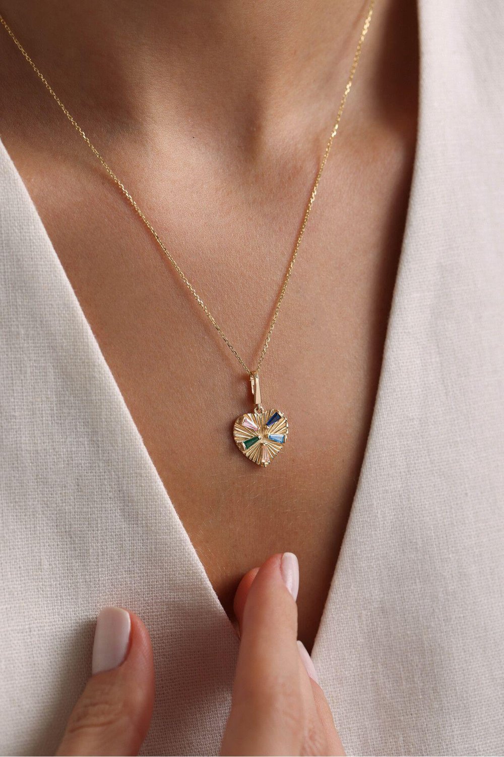 Heritage Mix Stone Kalp Kilitli Charm Pendant