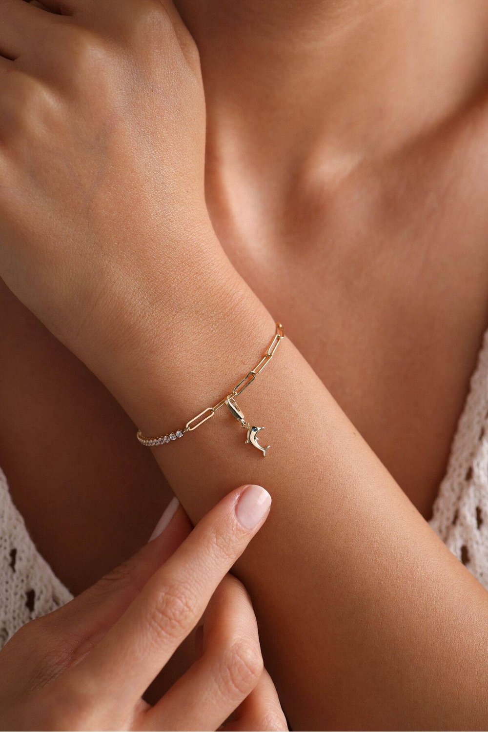 İtalyan Tasarım 1 Charm Uzun Ataş & Suyolu Bracelet
