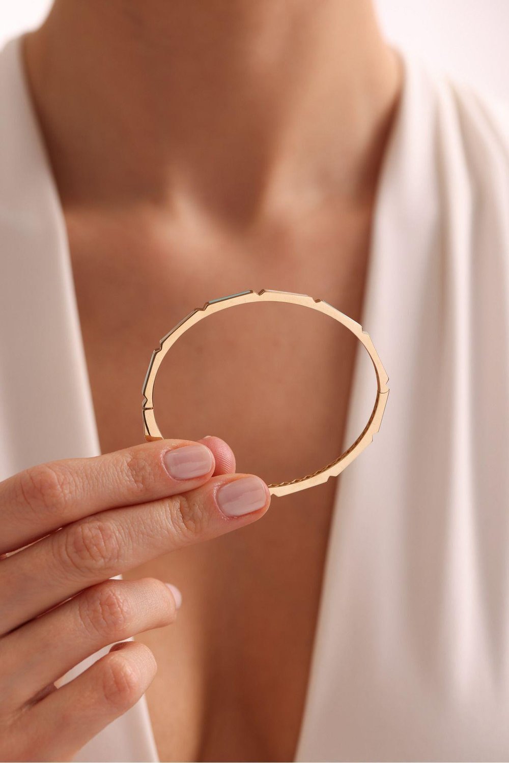 Mavi Turkuaz & Beyaz Sedef Mineli Rectang Bangle