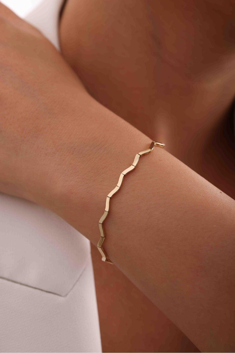 Parlak Cilalı Zigzag Bracelet