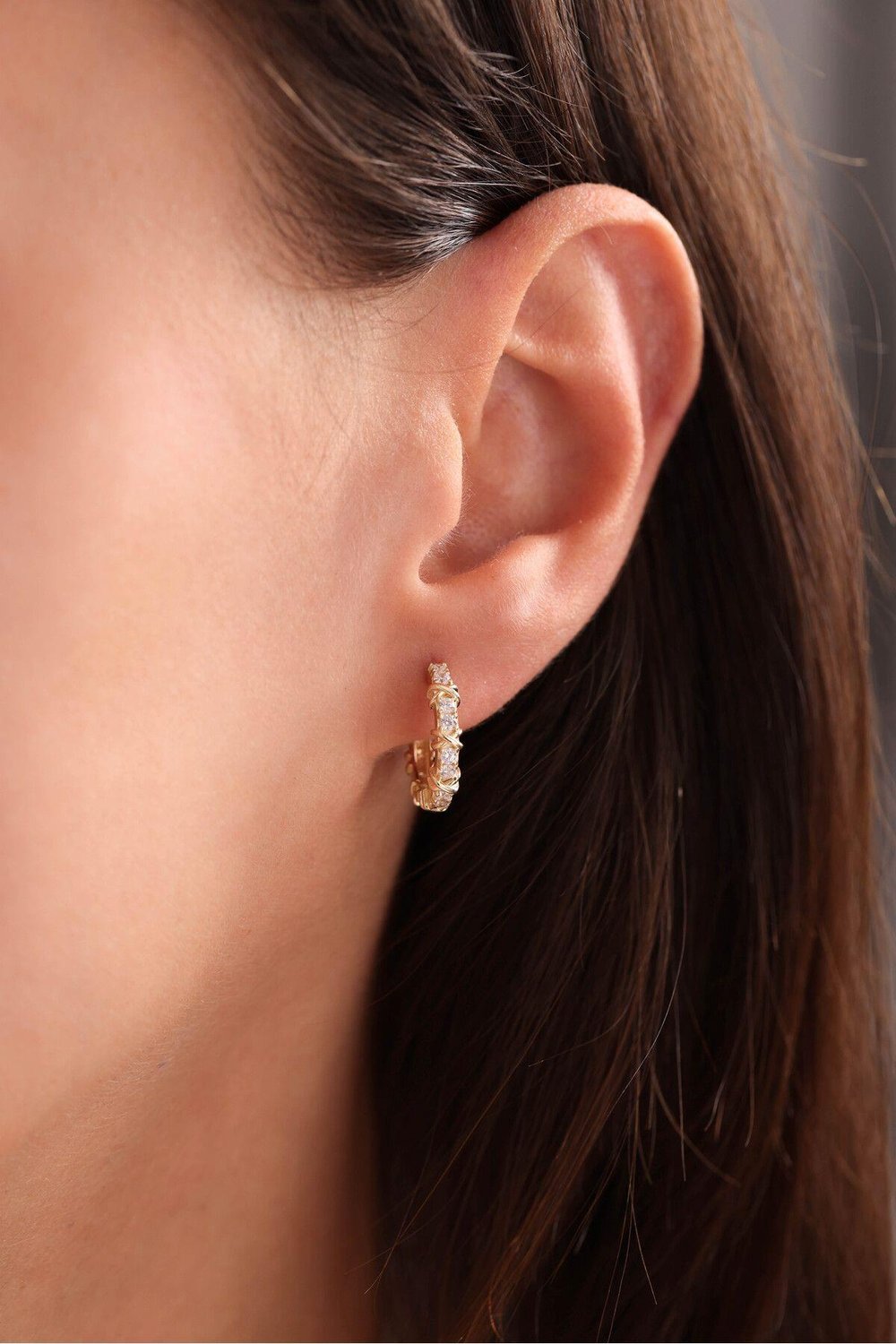 Stone Cross Halka Earring