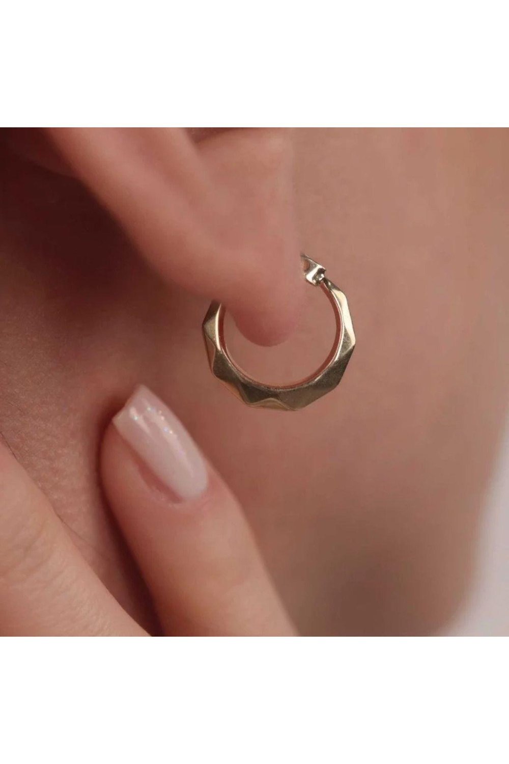 Bombeli Köşegen Gold Halka Earring