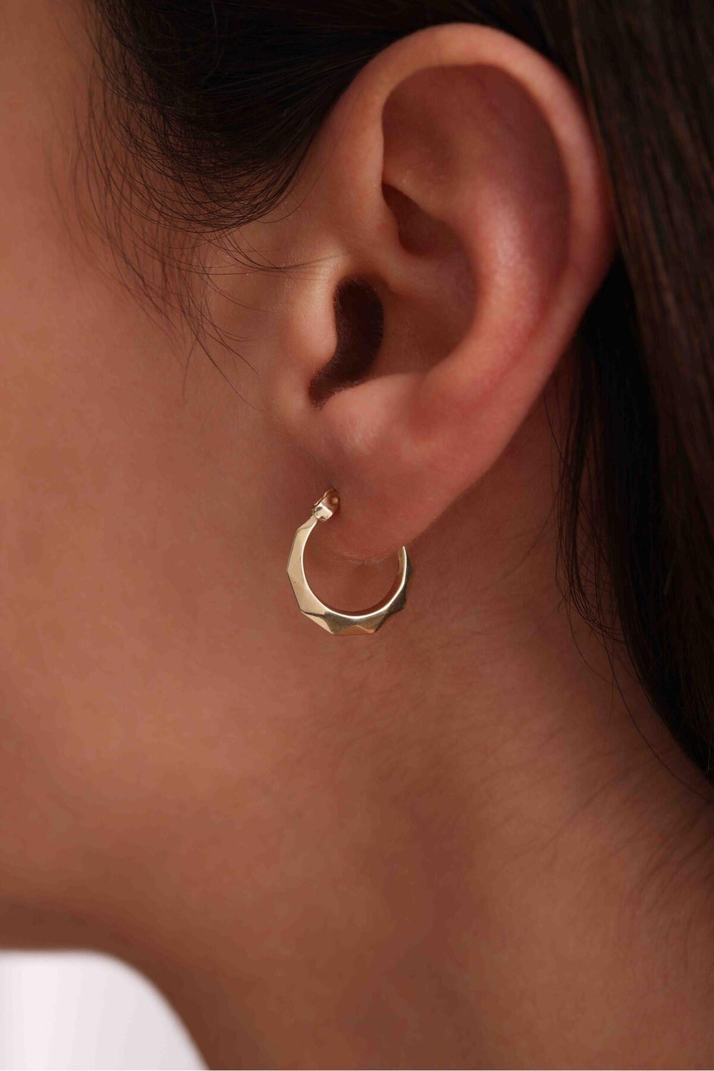 Bombeli Köşegen Gold Halka Earring