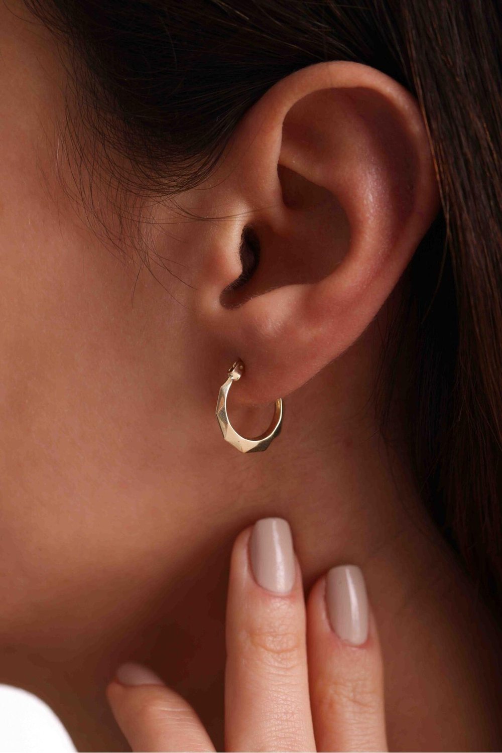 Bombeli Köşegen Gold Halka Earring
