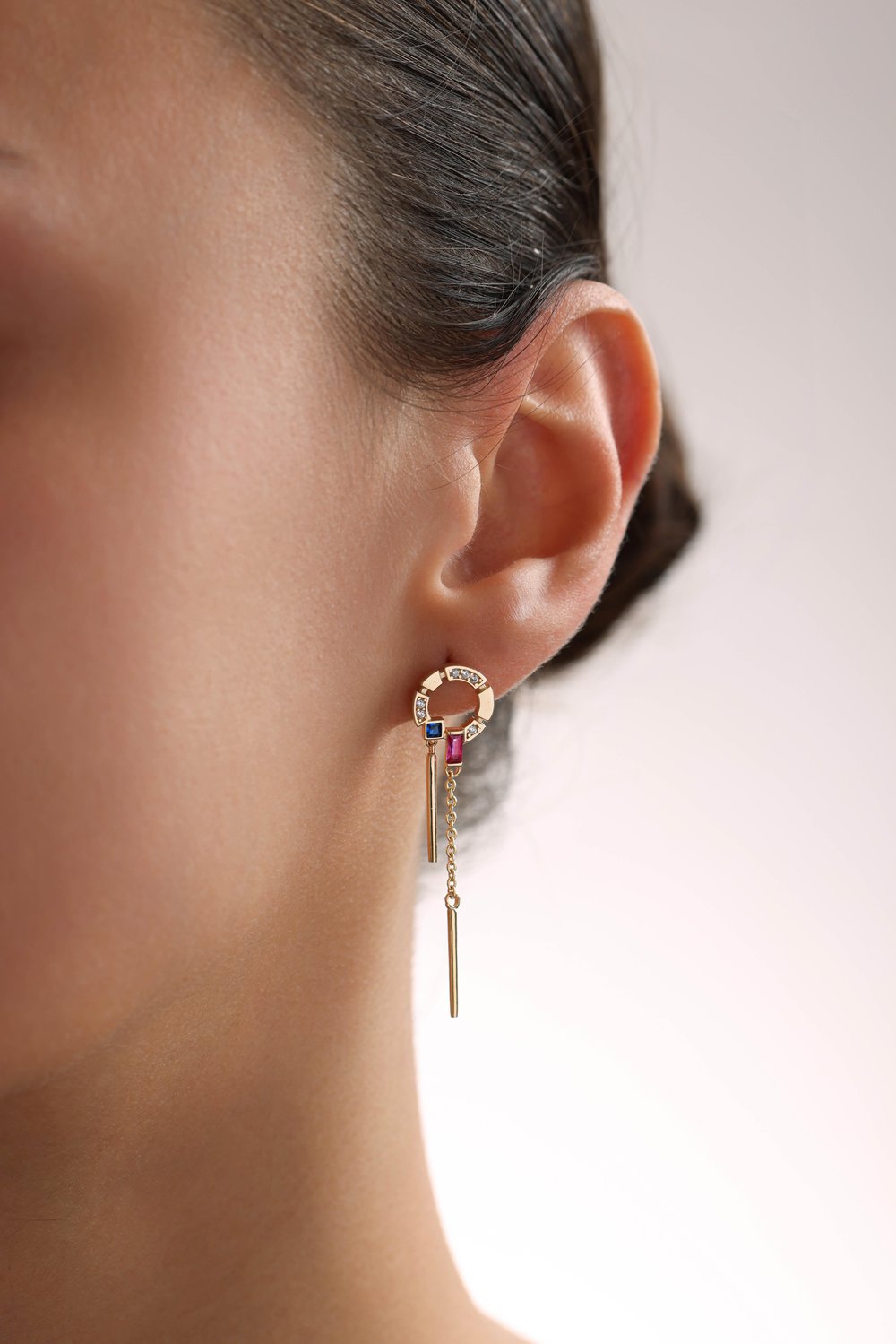 Ruby Baget Stone Sallantılı Mystic Earring