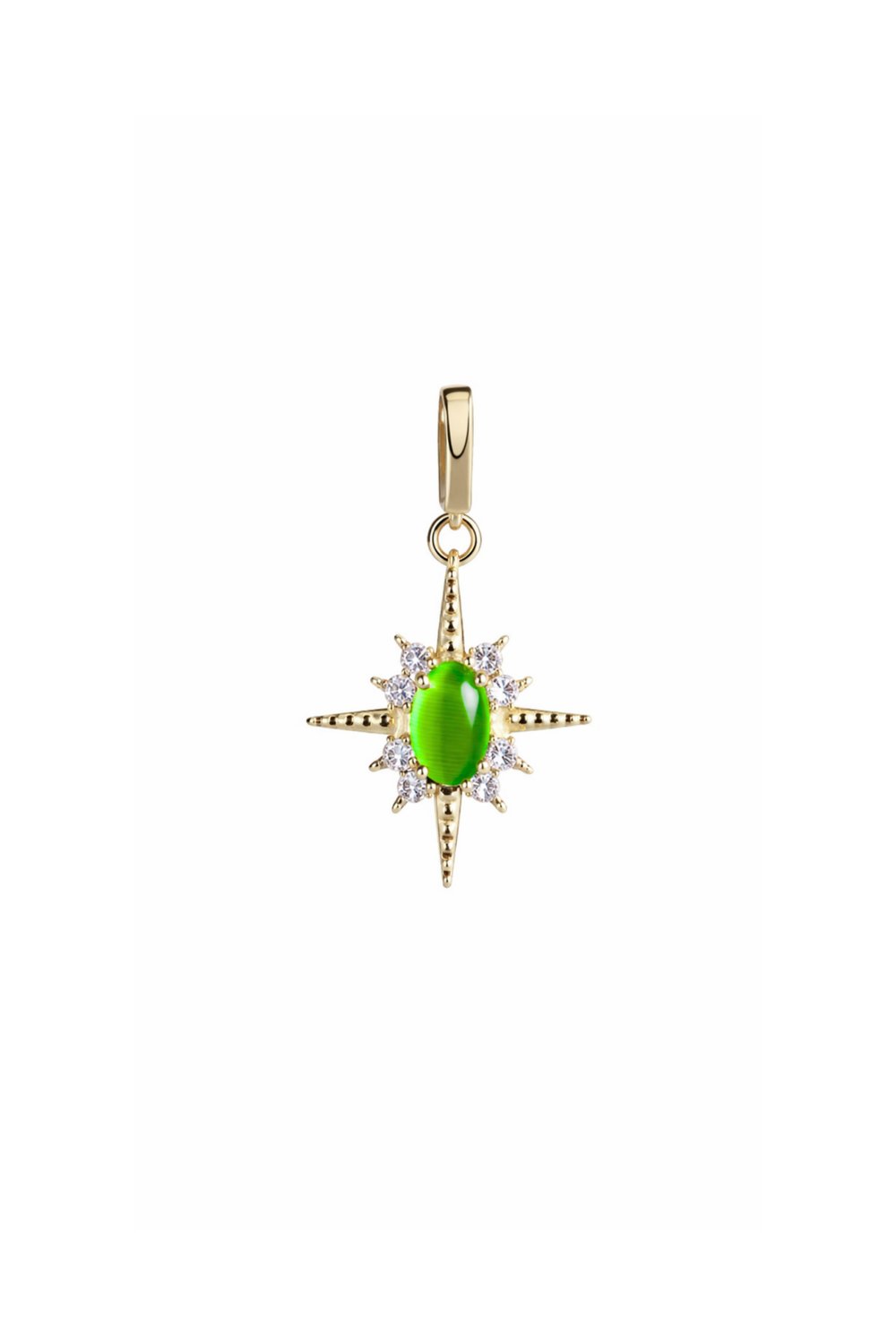 Yeşil Oval Stone Kutup Yıldızı Kilitli Charm Pendant