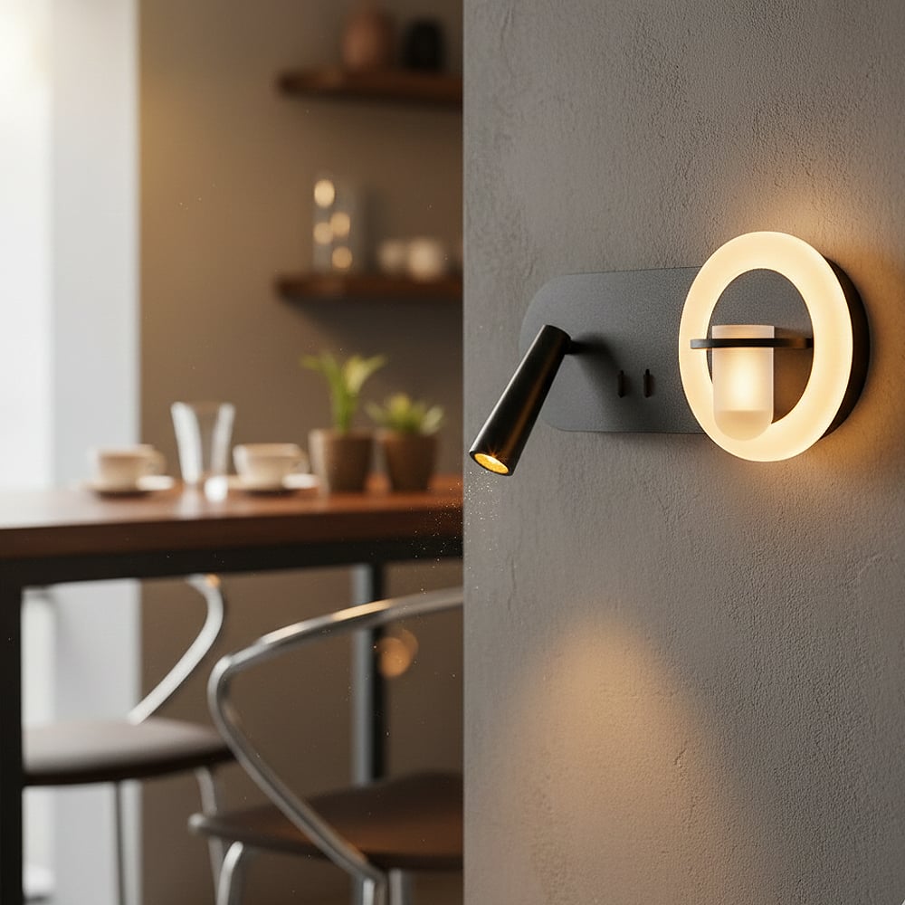 2723-06-19 Step LED Yatay Okuma Lambalı Aplik SİYAH Renk