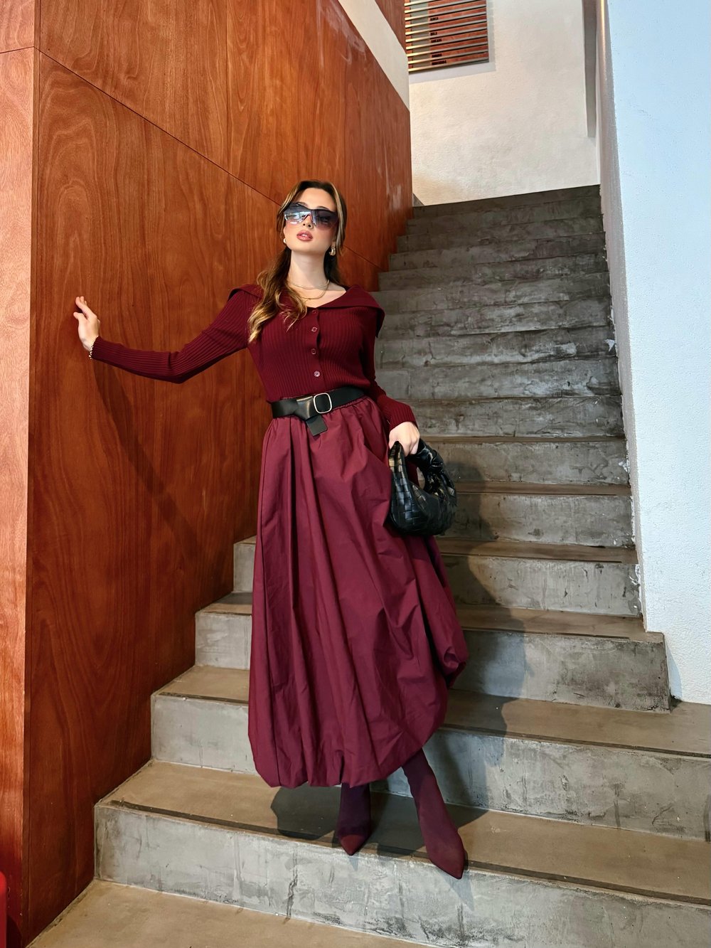 Beli Lastikli Bordo Balon Etek