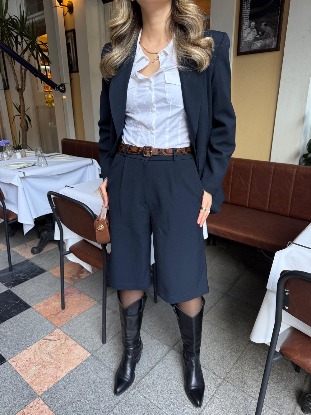 Bermuda Kemerli Pantalon Lacivert