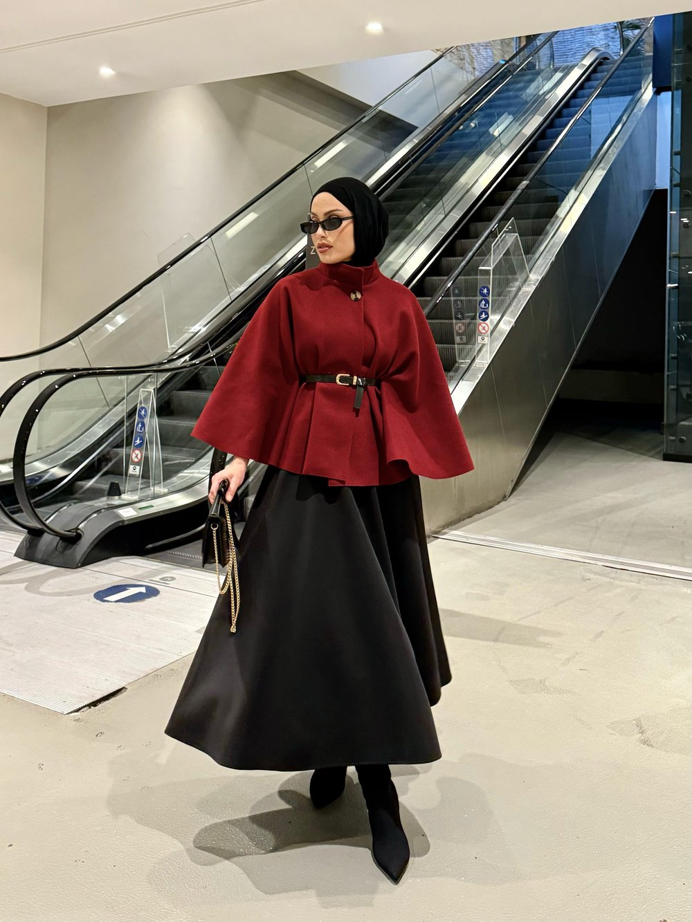 Bordo Kemerli Kaşe Panço