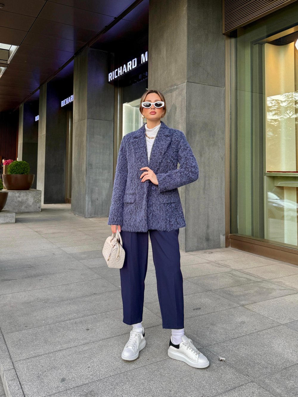 Kırçıllı Lacivert Blazer Ceket