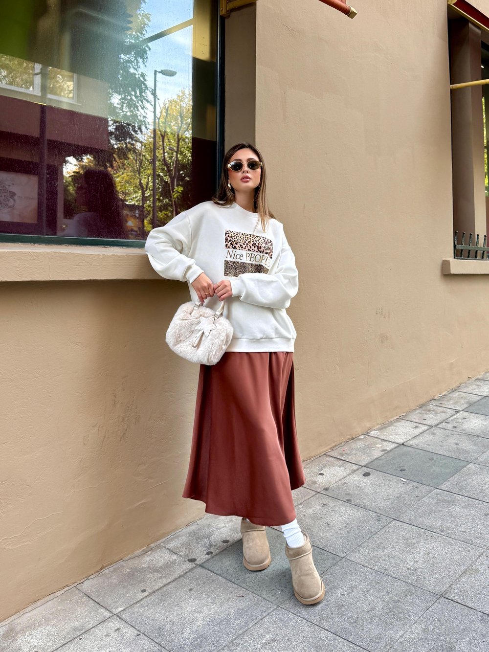 Önü Leopar Baskılı Sweatshirt