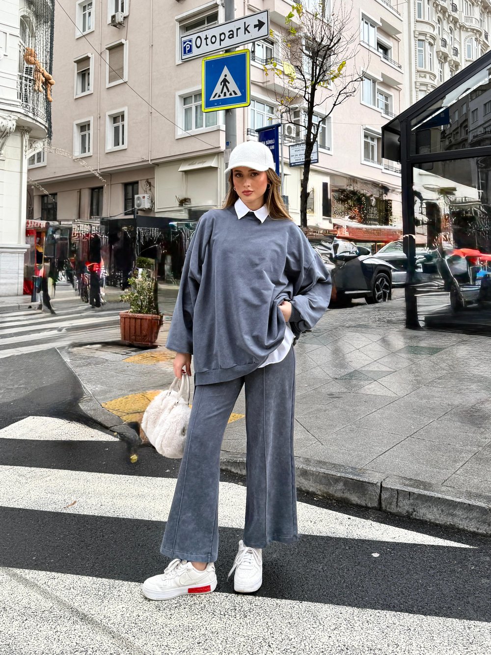 Oversize Antrasit Eşofman Takım