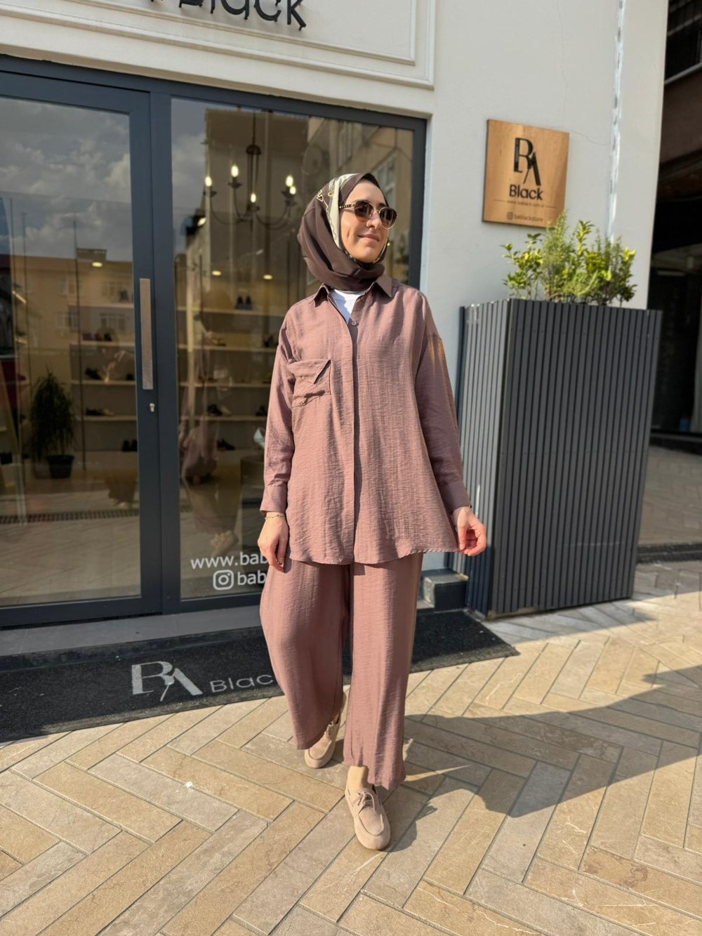 202978 Cep Detay Kadın Takım Camel