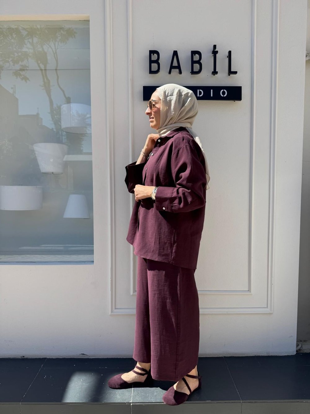 25SS212 Keten Basic Kadın Gömlek Bordo